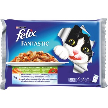 Felix Fantastic kura s rajčinami hovädzie s mrkvou 4 x 85 g