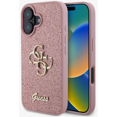 GUESS PU Fixed Glitter 4G Metal Logo Back Cover за iPhone 16 Pink Guess | Lilav | ЖЕНИ | UNI