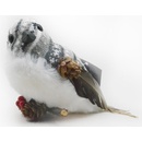 MagicHome Vtáčik páperový 15x10x12.5 cm bielo sivý