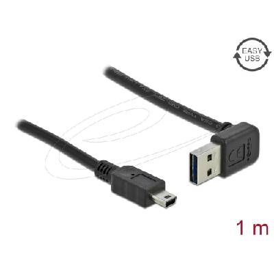Кабел Delock EASY-USB-A 2.0 мъжко към USB Mini-B мъжко, 1m , черен (DELOCK-83543)