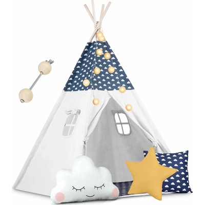 Nukido Detský stan Tepee so svetlami tmavomodrý