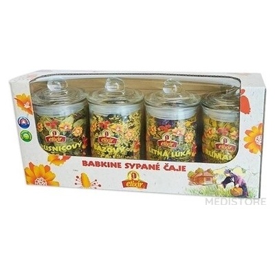 AGROKARPATY BABKINE sypané čaje sklenené dózy 4 druhy čajov 4 x 140 ml