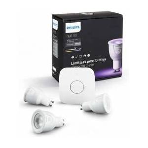 Philips Комплект интелигентни крушки Philips Hue, LED, WiFi, GU10, 6.5W, 250lm, Светлина RGB, 3 броя