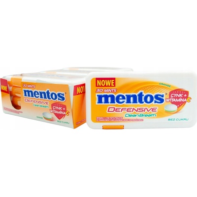 Mentos Clean Breath pastilky bez cukru pomarančové Defensive Orange 12 x 21 g