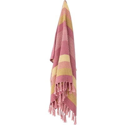 Bloomingville Жълто/розово одеяло от рециклиран памук 130x160 cm Isnel - Bloomingville (82066528)