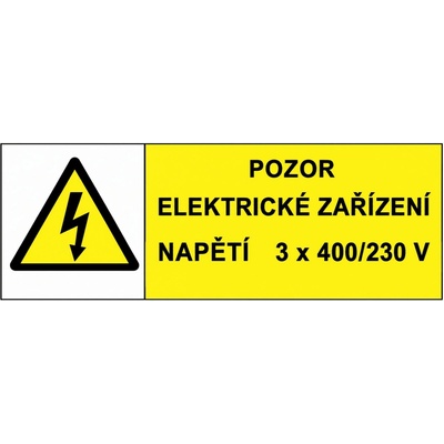 STRO.M propagace Samolepka 0101C 21x7,4cm Pozor elektrické zařízení napětí 3x400/230V
