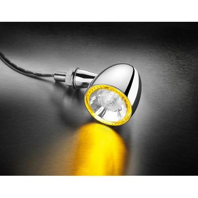 Blinkr / poziční světlo žluté Bullet 1000® PL Kellermann - chromové tělo, čiré sklo