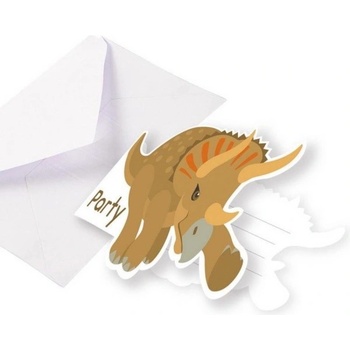 Amscan Pozvánky s obálkami Dinosaurus 8,5x12,7cm