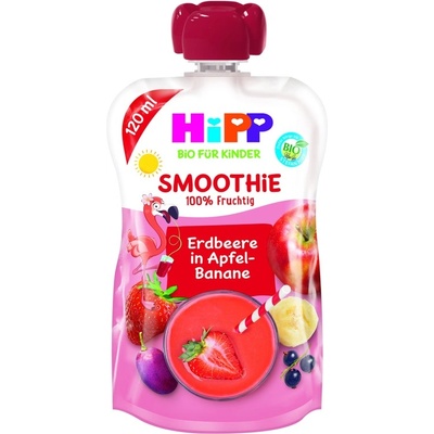 Hipp Био плодово смути Hipp Hippis - Ябълка, банан и червени плодове, 120 g (84000)