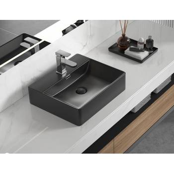 Inter Ceramic ПОРЦЕЛАНОВ УМИВАЛНИК ICB5042MB ВЪРХУ ПЛОТ 50x42х13см ЧЕРЕН МАТ (ICB5042MB)