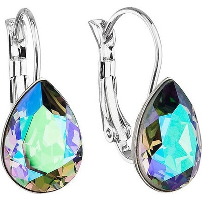 Swarovski Elements Pear stříbrné visací zelené slzičky kapky 51056.3 Paradise Shine zeleno-růžová fialová duhová měňavá