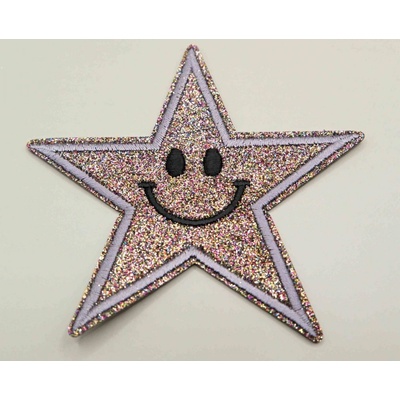 Nažehľovacia záplata - trblietavá hviezda - bronzová - rozmer 8,5 cm x 8,5 cm