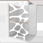 Mexen Kioto+ душ преграда със стелаж Walk-in 70 x 200 см, бяла вълна, четкана мед - 800-070-121-65-97 (800-070-121-65-97)