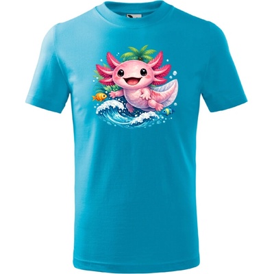 Detské tričko Axolotl vo vlne tyrkysová