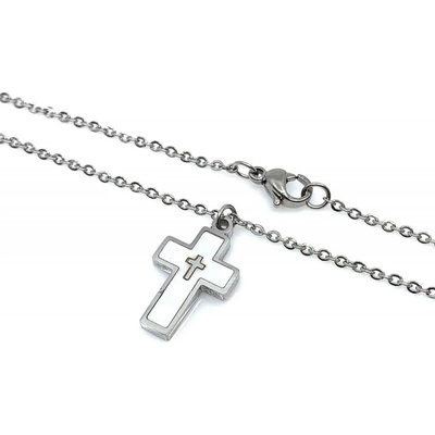 Jan Kos jewellery Řetízek s přívěskem kříž z oceli 12106060