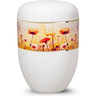 Ekologická urna Blossom - Biela/Divoké kvety