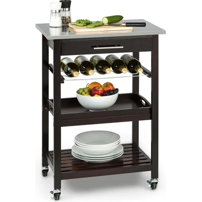 Vermont, количка за сервиране, кухненска количка, 5 нива, дърво, неръждаема стомана, мобилна (ST2-Vermont) (ST2-Vermont)