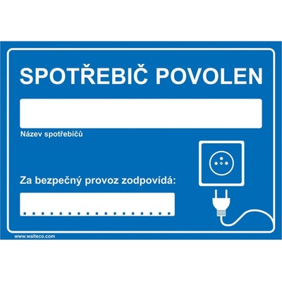Walteco Spotřebič povolen, 210x148mm, samolepka , 20066
