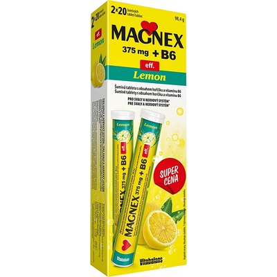 Magnex 375mg+B6 eff. Lemon šumivých 2x20 tablet