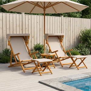 vidaXL Шезлонг 4 pcs 3 позиция Плътно евкалиптово дърво Бежово (3407803)