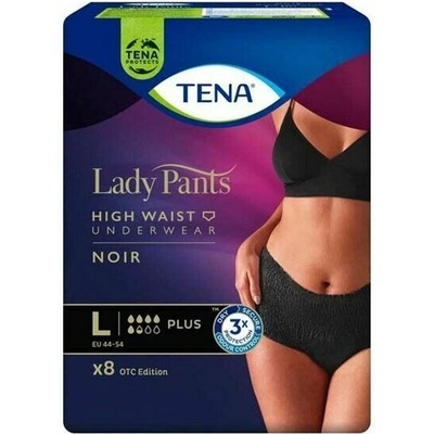 TENA Lady Pants Plus Noir Inkontinenčná spodná bielizeň so zvýšeným pásom L 8 ks