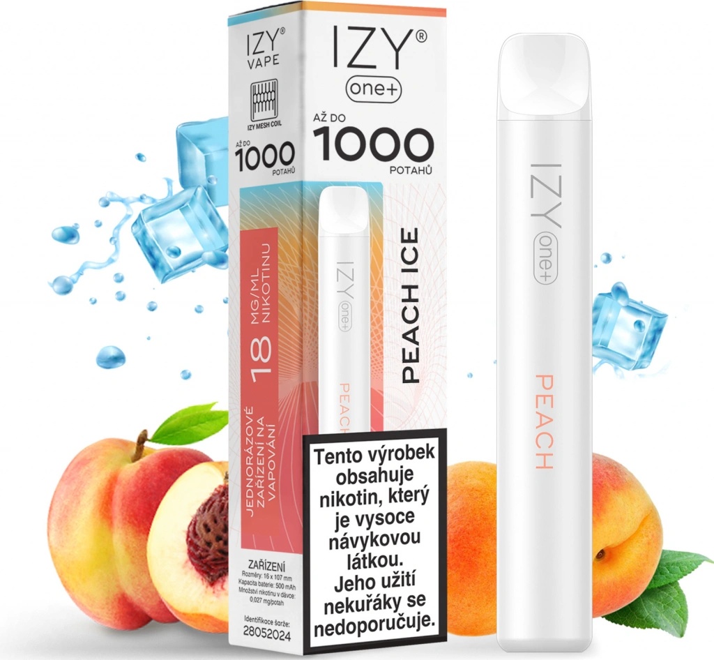 IZY VAPE IZY ONE+ Peach Ice 18 mg 1000 potáhnutí od 119 Kč