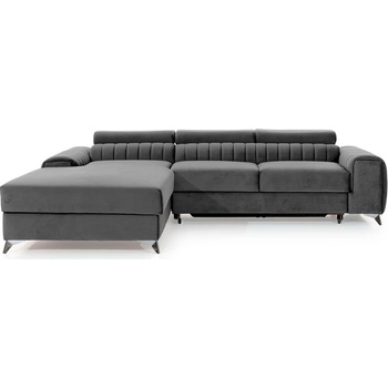 Eltap Тъмносив кадифен разтегателен ъглов диван с място за съхранение (ляв ъгъл) Grayson - ELTAP (CO-GRA-LT-04NU)