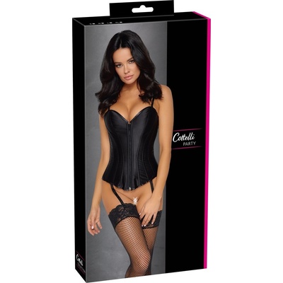 Cottelli Matt Satin Corset 2611465 Black – Zboží Dáma