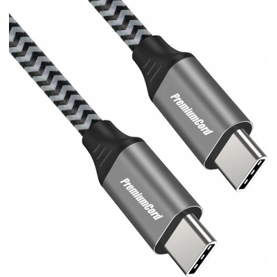 PremiumCord ku31cw1 USB-C M/M, 100W 20V/5A 480Mbps bavlněný oplet, 1m