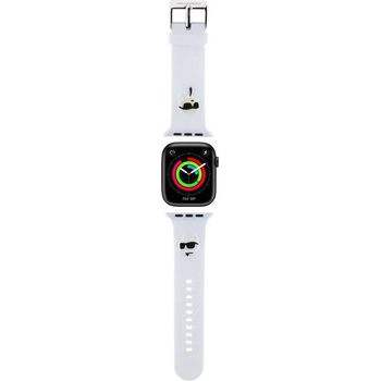 Karl Lagerfeld Karl and Choupette Head NFT Řemínek pro Apple Watch 42/44/45/49 White KLAWLSLKCNH