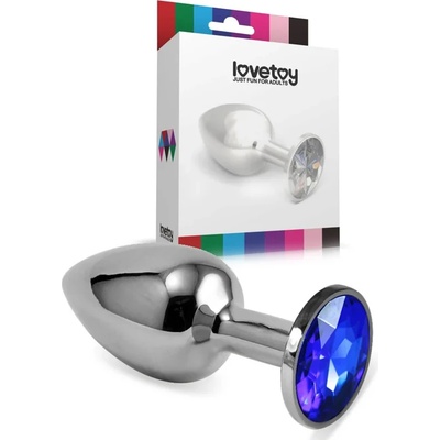 Метален плъг с кристали, размер S, 6, 8см. - Rosebud Classic Dark Blue (LVTOY00628)