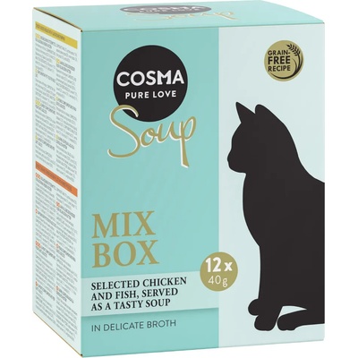 Cosma 12х40г Soup Cosma, консервирана храна за котки - смесена опаковка 1