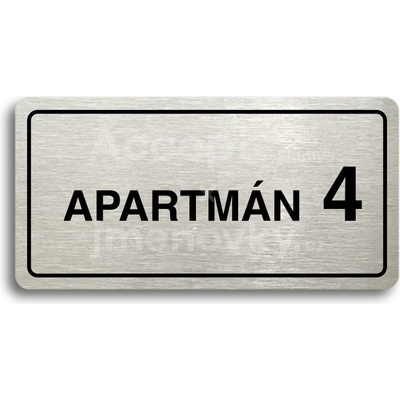 ACCEPT Piktogram APARTMÁN 4 II - stříbrná tabulka - černý tisk