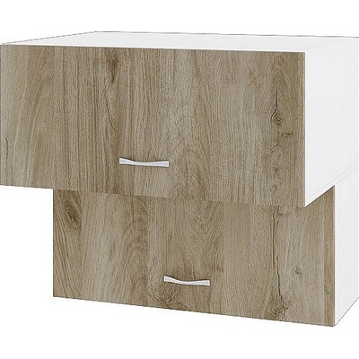 ИРИМ Горен шкаф с две хоризонтални врати Сити БДА-107 бяло гладко / дъб сонома арвен 80 см
