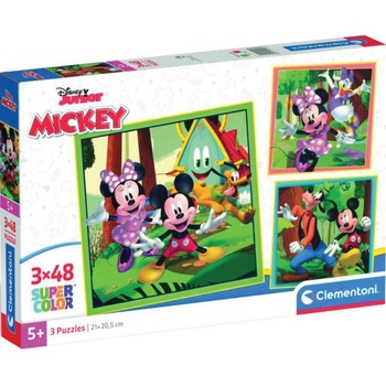 Clementoni Детски пъзел Clementoni от 3 x 48 части - Мики и приятели (25298)