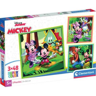 Clementoni Детски пъзел Clementoni от 3 x 48 части - Мики и приятели (25298)