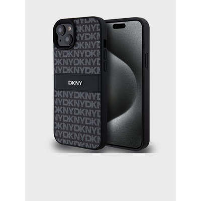 DKNY Заден капак от PU кожа с повтарящ се десен Tonal Stripe за iPhone 15 Plus Black DKNY DKNY | Cheren | МЪЖЕ | UNI