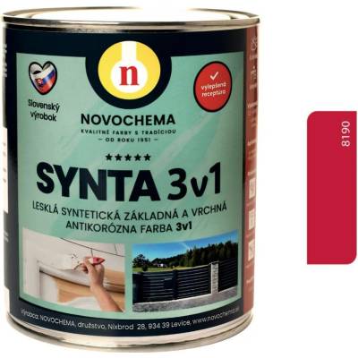 NOVOCHEMA SYNTA 3v1 syntetická základní a vrchní antikorozní barva 3v1 5 kg Tmavě červená