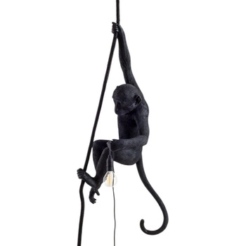 Seletti Висяща лампа HANGING MONKEY 76, 5 cм, с въже, черна, Seletti (SLT14923)