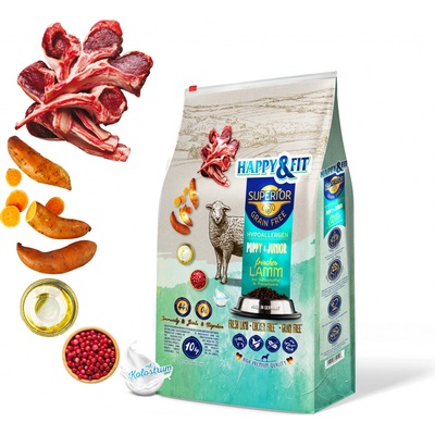 Happy&Fit Superior GF Hypoallergen Puppy&Junior Lamm 10 kg
