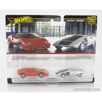 Mattel hot wheels Lamborghini Set 2x Countach Lp5000 Quattrovalvole 1982 + Stratos Zero Concept 1970 Červená Stříbrná 1:64
