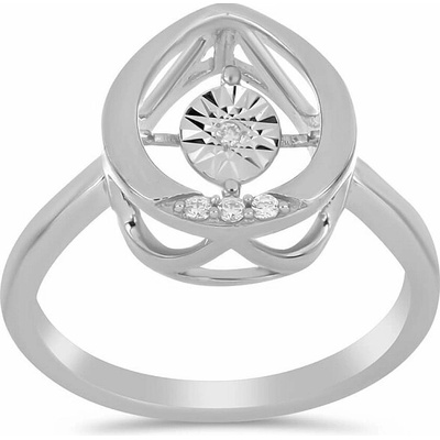 Nefertitis Prsten stříbrný s broušeným tancujícím diamantem 038947 DIA