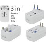 V-TAC 8704 УНИВЕРСАЛЕН ЕДИНИЧЕН АДАПТЕР С 2 usb ПОРТА, ДВОЕН БЛИСТЕР БЯЛ ЦВЯТ - 8704 (8704)