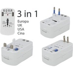 V-TAC 8704 УНИВЕРСАЛЕН ЕДИНИЧЕН АДАПТЕР С 2 usb ПОРТА, ДВОЕН БЛИСТЕР БЯЛ ЦВЯТ - 8704 (8704)