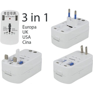 V-TAC 8704 УНИВЕРСАЛЕН ЕДИНИЧЕН АДАПТЕР С 2 usb ПОРТА, ДВОЕН БЛИСТЕР БЯЛ ЦВЯТ - 8704 (8704)