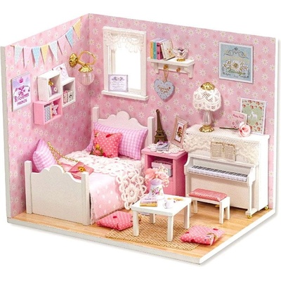 HABARRI Miniatura domečku DIY LED dívčí pokoj