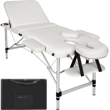 Tectake 405583 3 zóny masážneho lehátka s 5cm polstrovaním a hliníkovým rámom biela 70 cm
