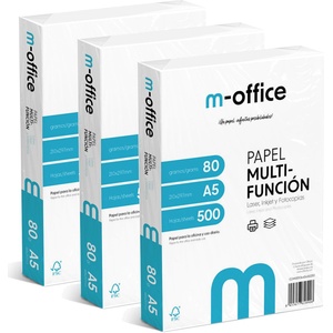 OFITURIA A5 Paper 80g 3 Pack of 500 Sheets Multifunction Paper for Inkjet and Laser Printers A5 Sheets 148 x 210mm Ideal for Office and Home m-office (1500 Sheets) - COM0593