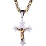 HARAHU Мъжко колие LO-32537 Cross - Златно / Сребърно KP32537