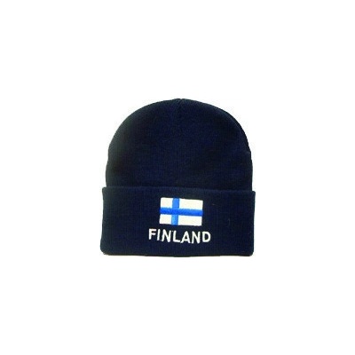 Pletená čepice FINLAND s vlajkou